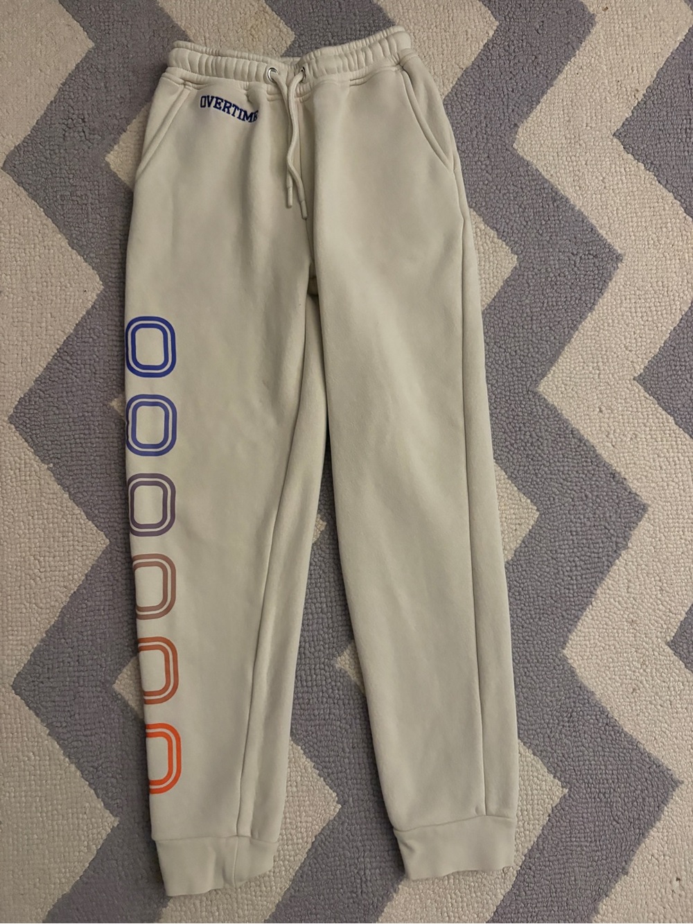 Overtime Cream Kids Jogger Sweatpants with Multi-Ring Side Detail - Youth Large